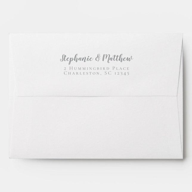 Grey & White Wedding Classic | Return Address  Envelope (Back (Top Flap))