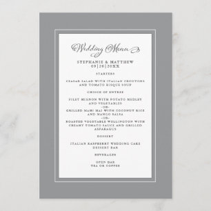 Grey & White Wedding Modern Chic Borders Menu
