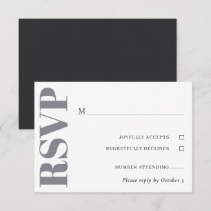 Grey White Wedding RSVP Card