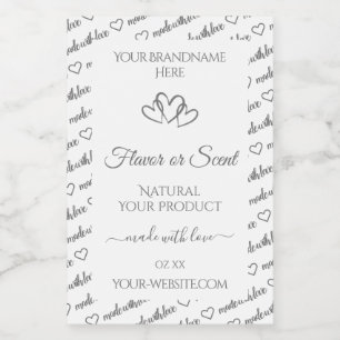Grey White Word Cloud Product Labels Cute Hearts