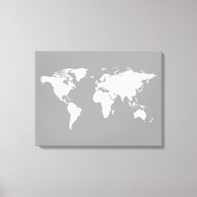 grey white world-map canvas print (Front)