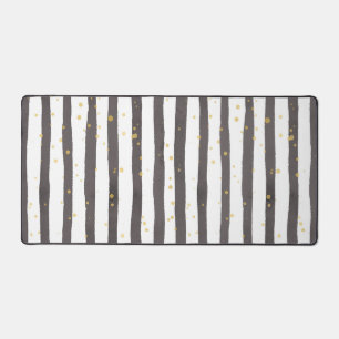 Grey White Yellow Polka Dot Desk Mat