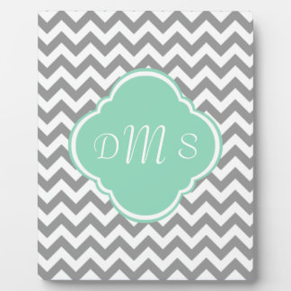 Grey & White Zigzag Custom Monogram Plaque