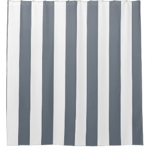 Grey Wide Cabana Stripe Shower Curtain