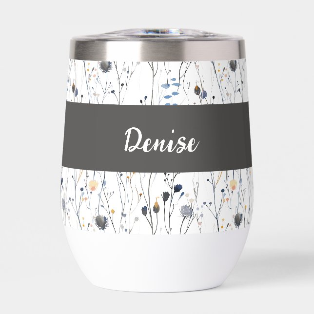 Grey Wildflower Watercolor Monogram Name (Front)