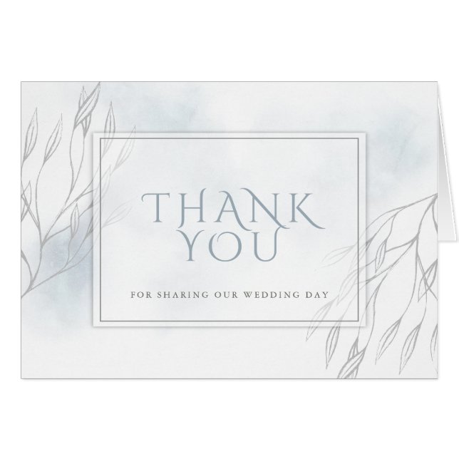 Grey Willow Branch and Dusty Blue Watercolor (Front Horizontal)