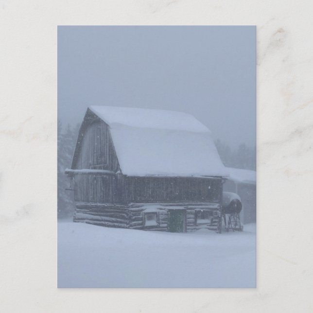 Grey Winter day Finn Barn Michigan Upper Peninsula Holiday Postcard (Front)