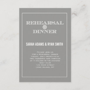 Grey Winter Wedding Rehearsal Dinner Invitations