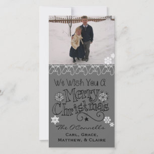 Grey Wish You Merry Christmas Photo Card