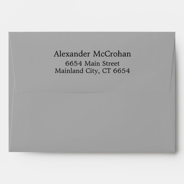 Grey with Black Return Address Mailing Envelope (Back (Top Flap))