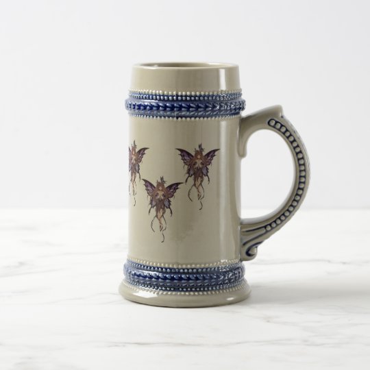 Grey with Blue Fairies Butterfly Stein