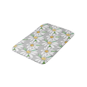grey with daisies bath mat