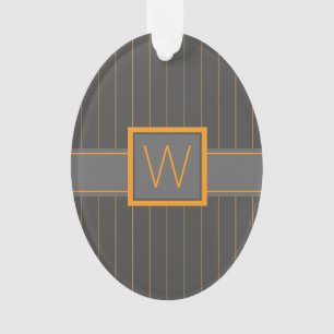 Grey with Orange Pinstripes Acrylic Ornament