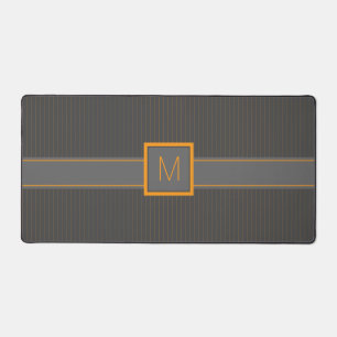 Grey with Orange Pinstripes Desk Mat