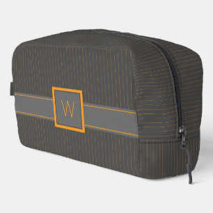 Grey with Orange Pinstripes Dopp Kit