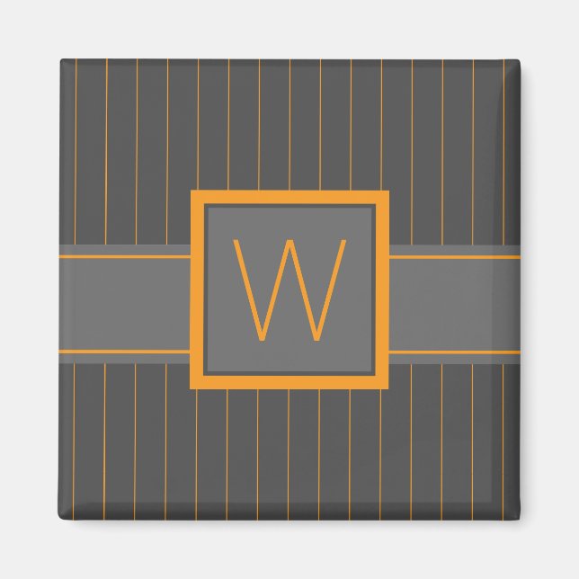 Grey with Orange Pinstripes Magnet (Front)