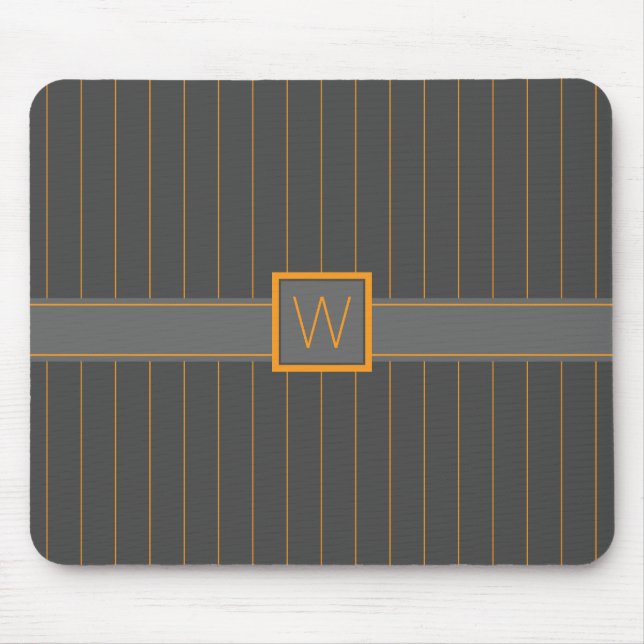 Grey with Orange Pinstripes Mousepad (Front)