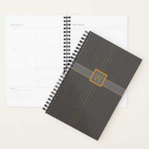 Grey with Orange Pinstripes Planner