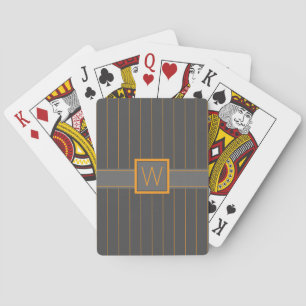 Grey with Orange Pinstripes Playing Cards