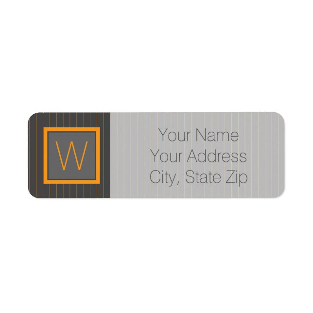Grey with Orange  Pinstripes Return Address Label (Front)