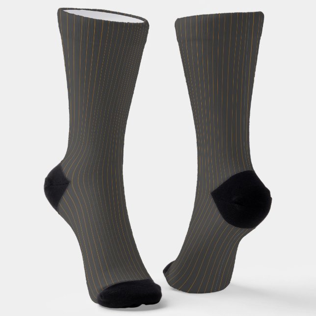 Grey with Orange Pinstripes Socks (Angled)