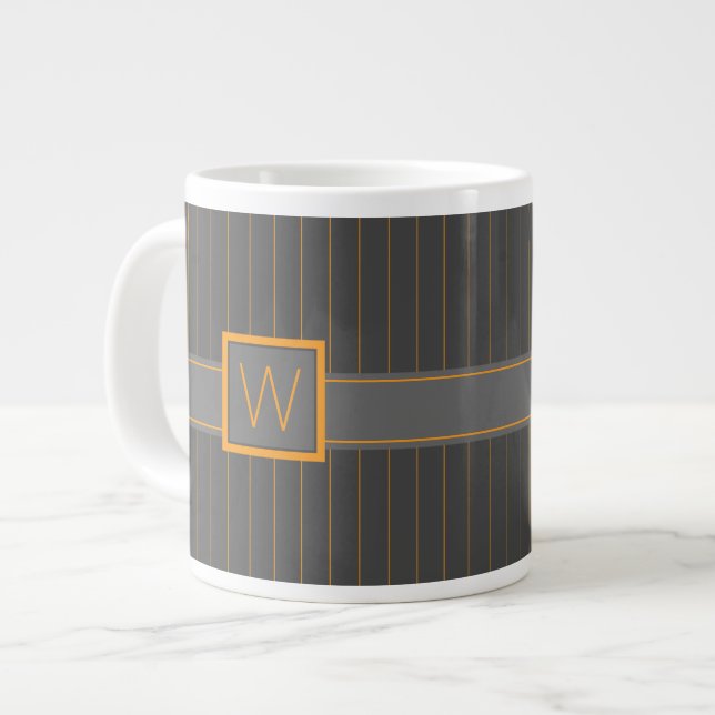 Grey with Orange Pinstripes Speciality Mug (Front Left)