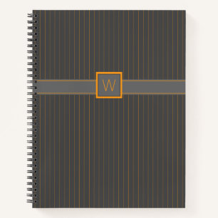 Grey with Orange Pinstripes Spiral Notebook
