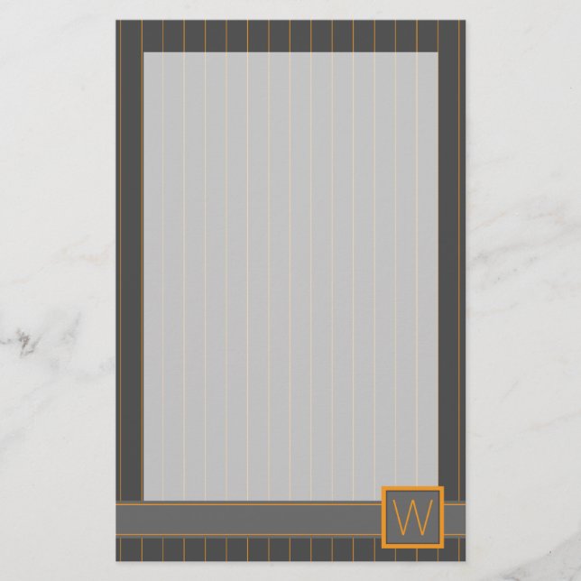Grey with Orange Pinstripes Stationery (Front)