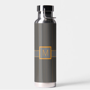 Grey with Orange Pinstripes Water Bottle