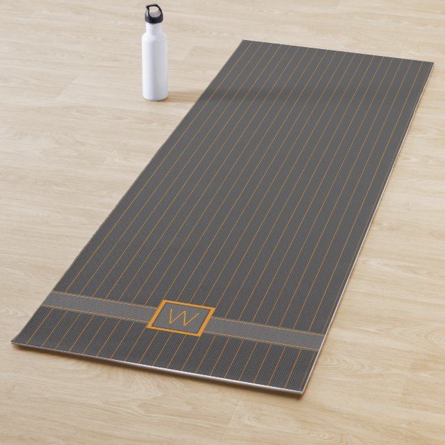 Grey with Orange Pinstripes Yoga Mat (In Situ)