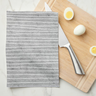 Grey with Pale Stripes  Tea Towel