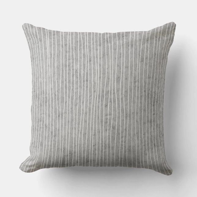 Grey with Pale Stripes Throw Pillow (Front)