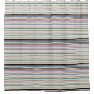 Grey with pastel pink stripe shower curtain