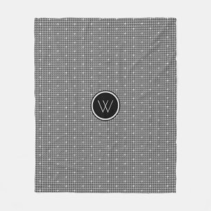 Grey with Silver Accent Houndstooth Fleece Blanket