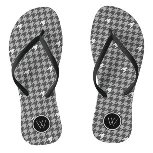 Grey with Silver Accent Houndstooth Flip Flops