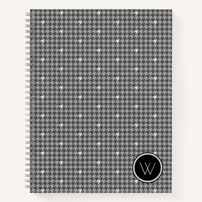 Grey with Silver Accent Houndstooth Notebook (Front)