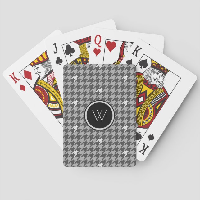 Grey with Silver Accent Houndstooth Playing Cards (Back)