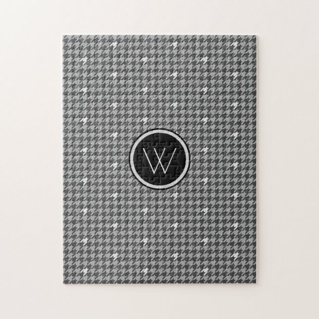 Grey with Silver Accent Houndstooth Puzzle (Vertical)