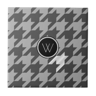 Grey with Silver Accent Houndstooth Tile