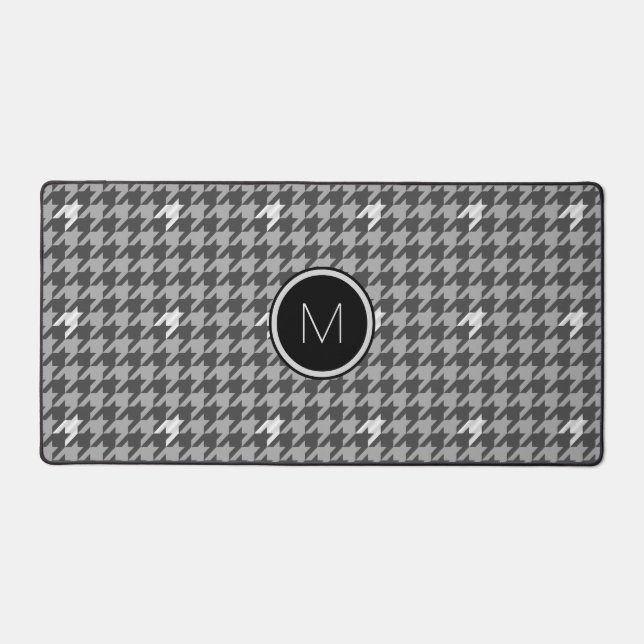 Grey with Silver Accents Houndstooth Desk Mat (Front)