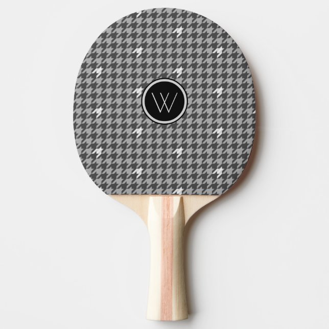 Grey with Silver Houndstooth Ping Pong Paddle (Front)