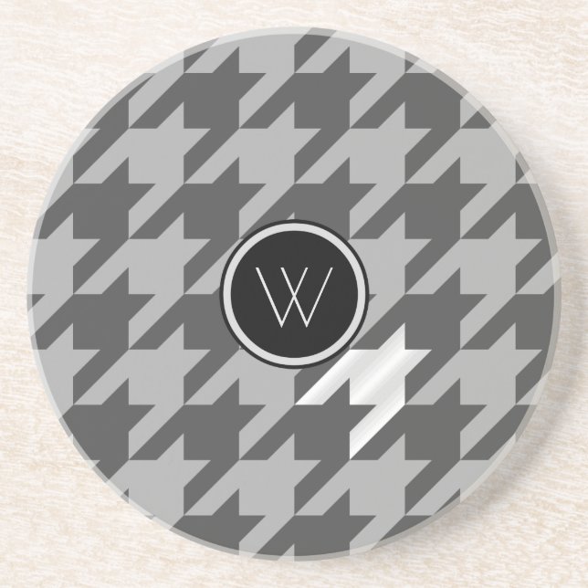 Grey with Silver Houndstooth Sandstone Coaster (Front)