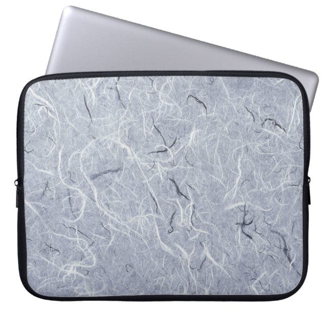 Grey with white and black  pattern laptop sleeve (Front)