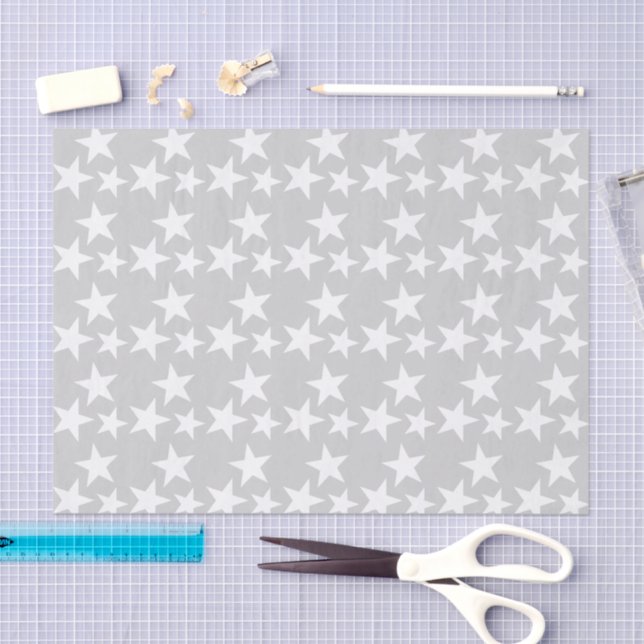 Grey with white stars tissue paper (Craft)