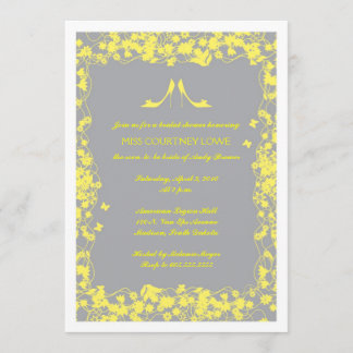Grey with Yellow Heels Bridal Shower Invitation
