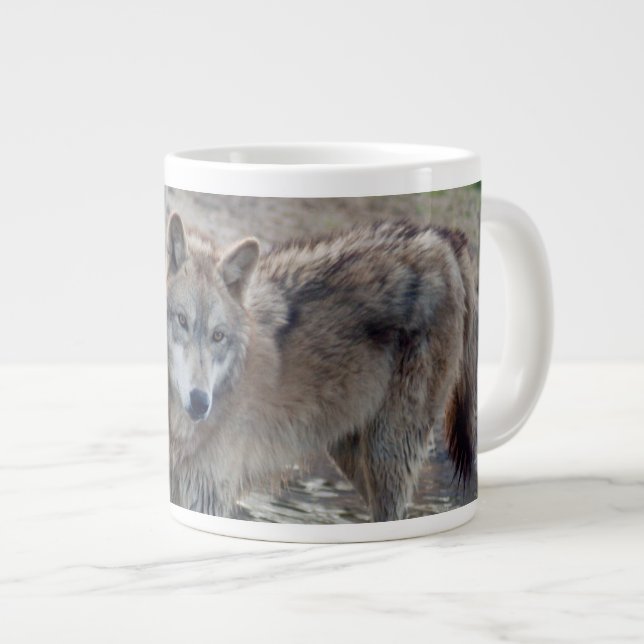 grey-wolf-14 large coffee mug (Front Right)