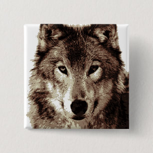 Grey Wolf 15 Cm Square Badge