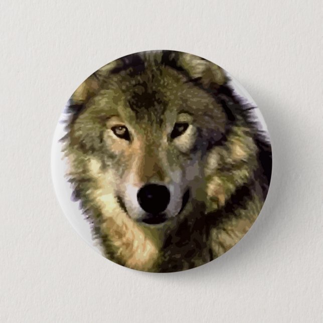 Grey Wolf 6 Cm Round Badge (Front)