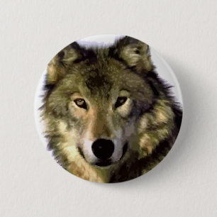 Grey Wolf 6 Cm Round Badge