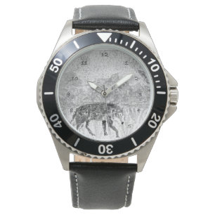 Grey Wolf Animal Art Watch